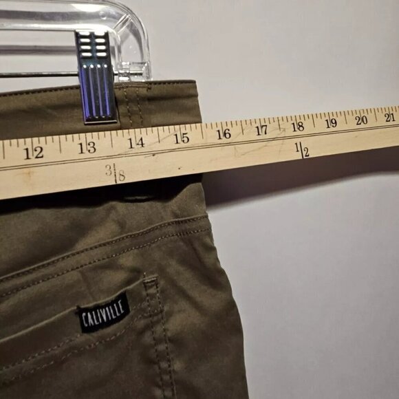 Caliville Flat Front Chinos Stretch Twill Pants Men's 30x32 Green - Picture 4 of 7